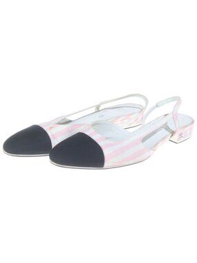 Chanel CC Logo Stripe Sandals Pink White Black